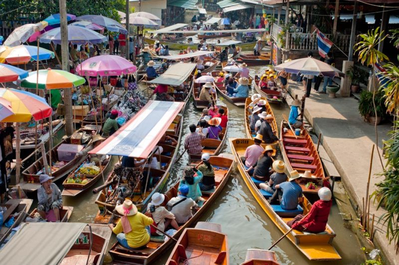 Ver el mercado flotante Damnoen Saduak Bangkok